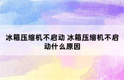 冰箱压缩机不启动 冰箱压缩机不启动什么原因